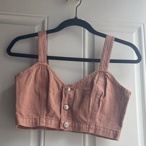 American Eagle pink denim crop top size M